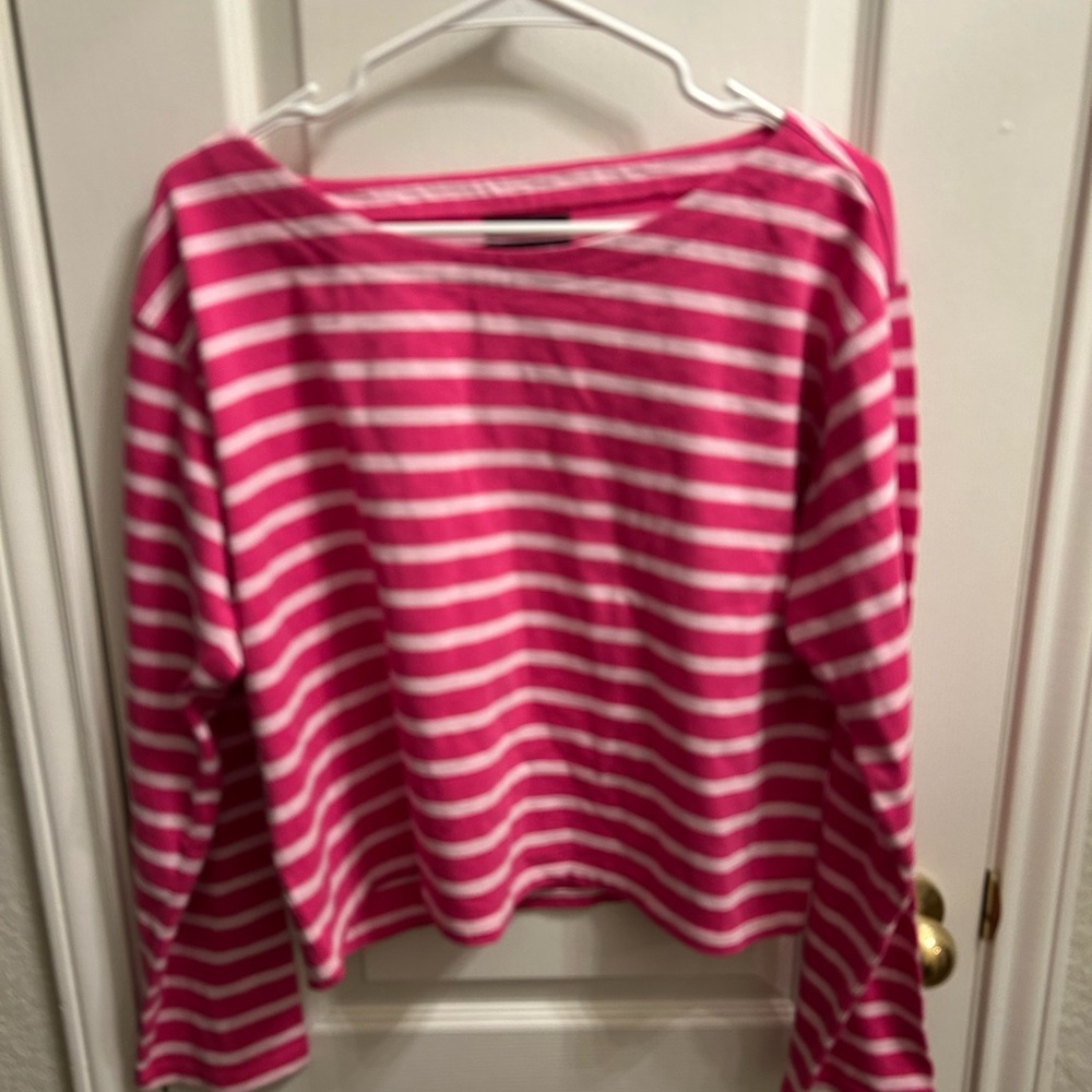 J.Crew Hot Pink/pink Striped Long Sleeve Top